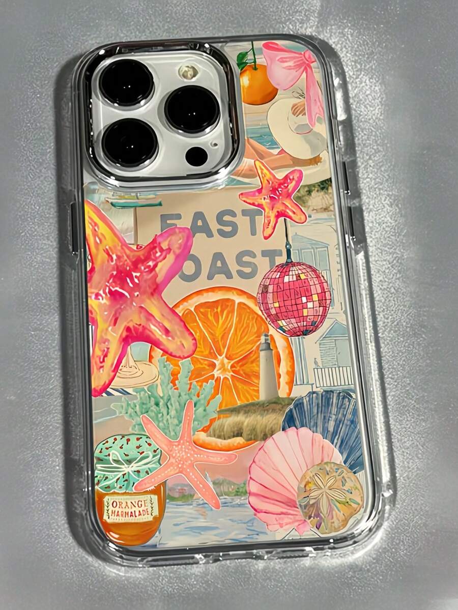 Phone Cases Orange - Ocean Theme IMD Shockproof Transparent Soft