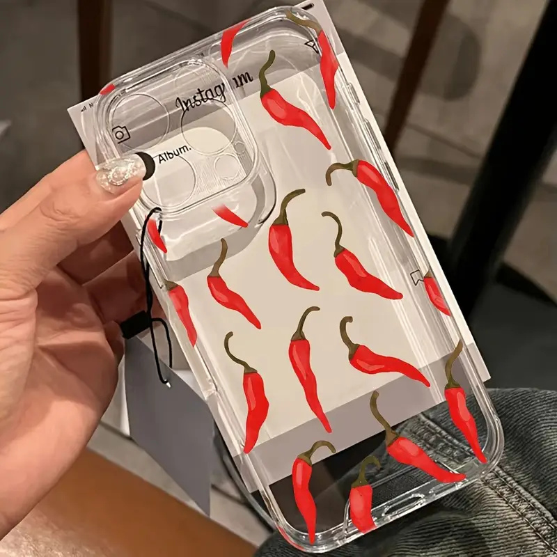 Phone Cases Red - Red Chili Pepper Print Clear Phone