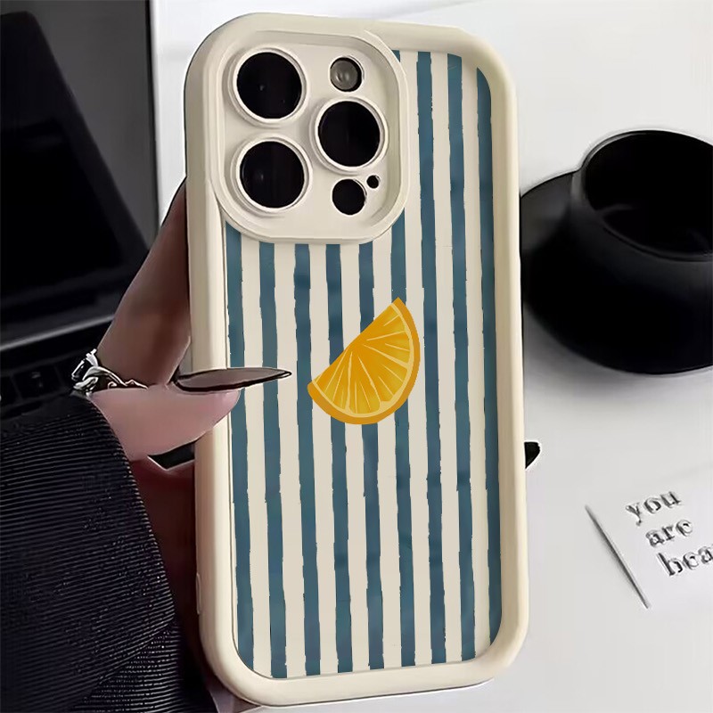 Phone Cases For Iphone 12 Pro Max - Striped Lemon Slice Pattern Phone Case