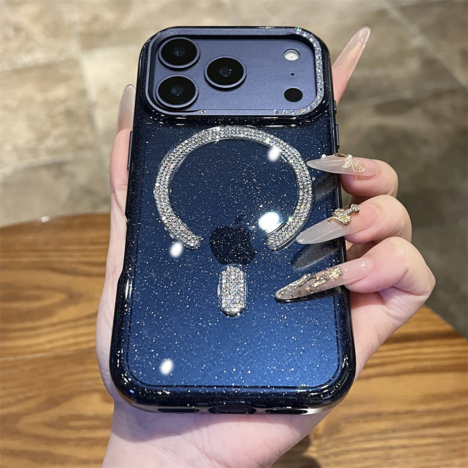 Phone Cases Orange - Luxury Diomond Frame Glitter Sparkle Magnetic