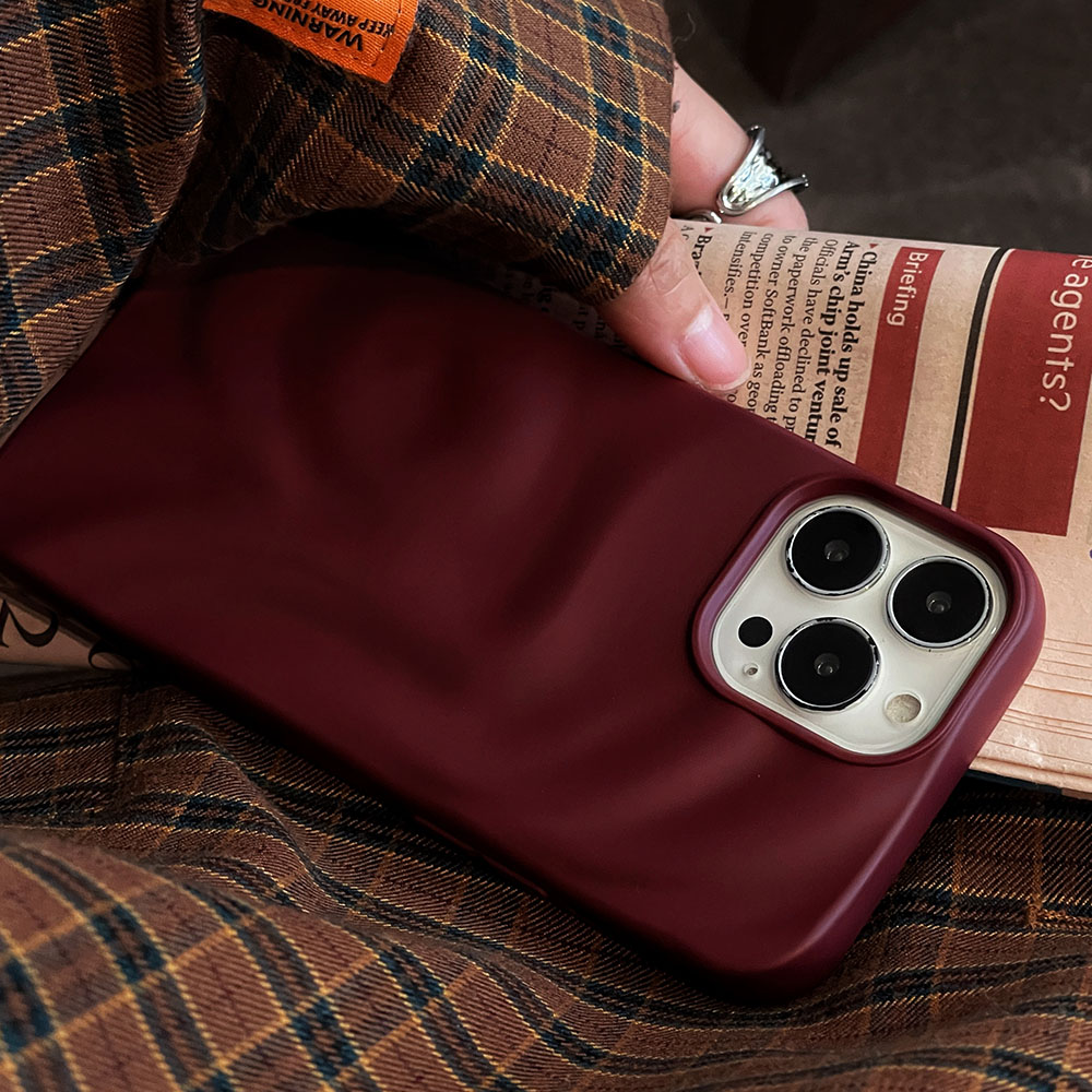 Ins Winter Wine Red 3D Pleats  - đánh giá và giá Phone Cases Ysl