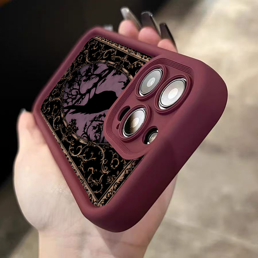 Aesthetic Black Crow Pattern W - đánh giá và giá Phone Cases Red