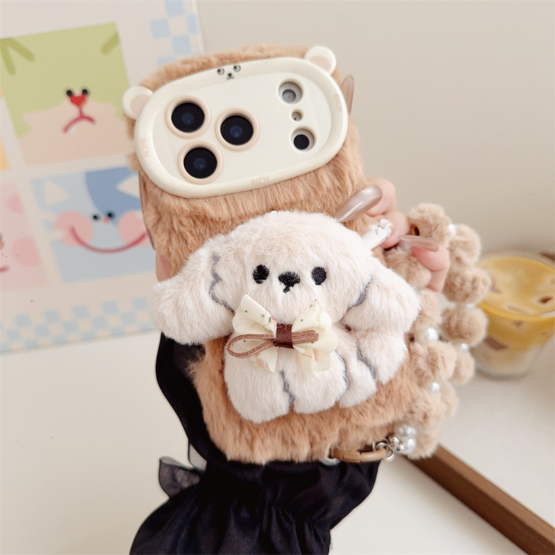 3D Cartoon Bowknot Puppy Warm  - đánh giá và giá Phone Cases For Iphone 12 Pro Max