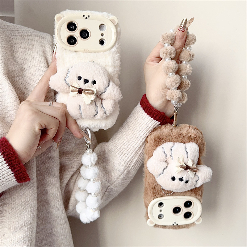 3D Cartoon Bowknot Puppy Warm  - đánh giá và giá Phone Cases For Iphone 12 Pro Max