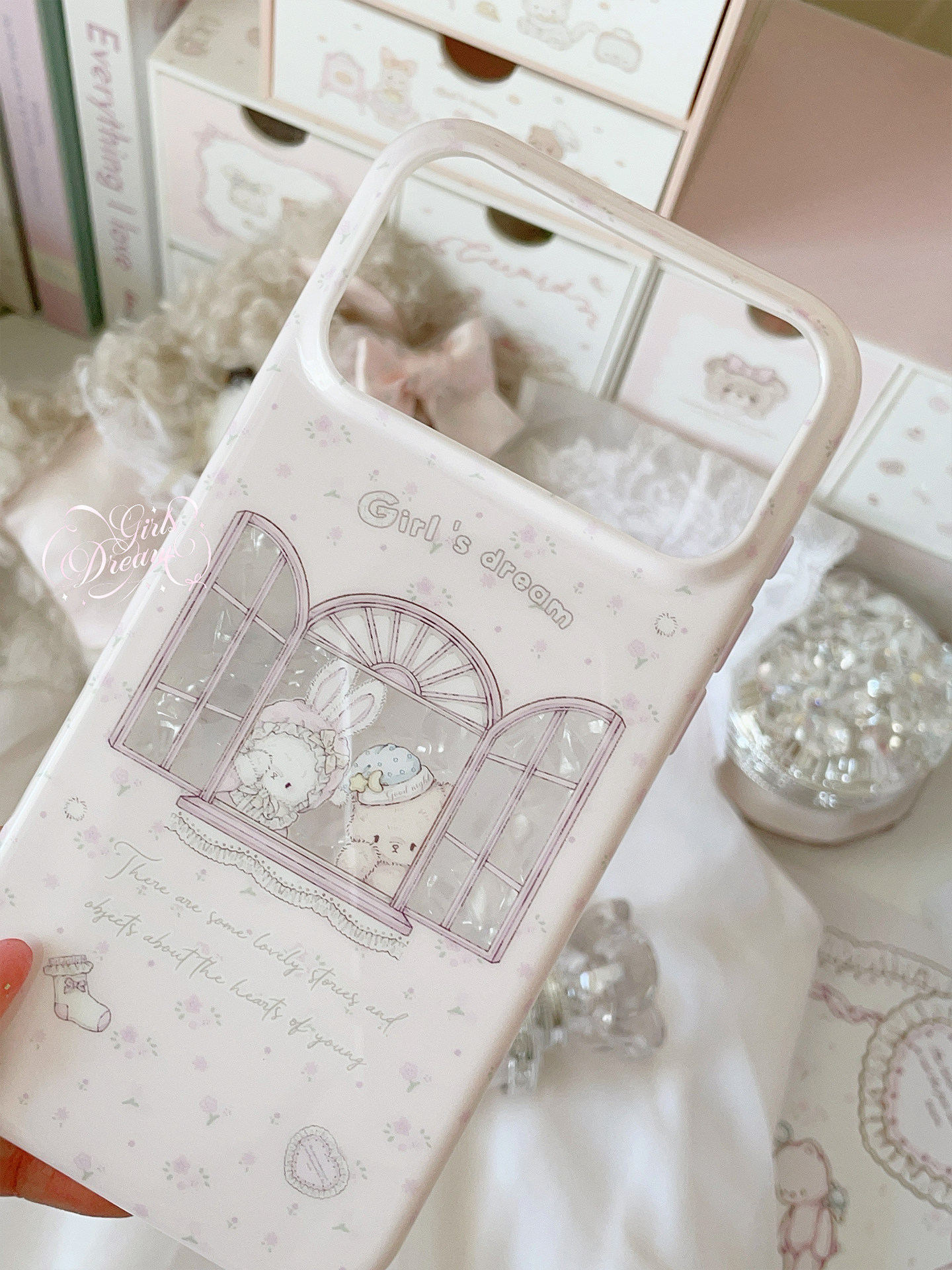 Kawaii Bunny Bear Floral Pink  - đánh giá và giá Phone Cases For Girls
