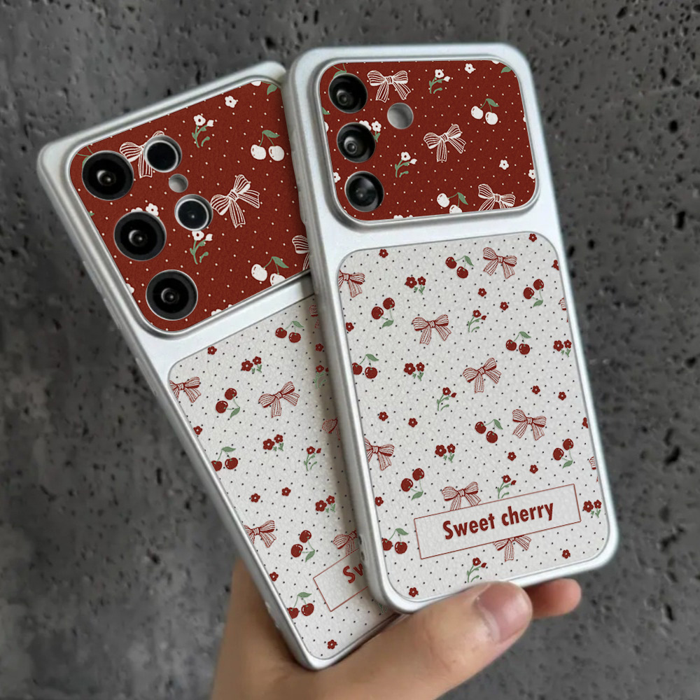Red Cherry Bow And Flower Leat - đánh giá và giá Phone Cases Red