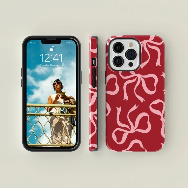 Pink Bows on Red Case For IPHO - đánh giá và giá Phone Cases Ysl
