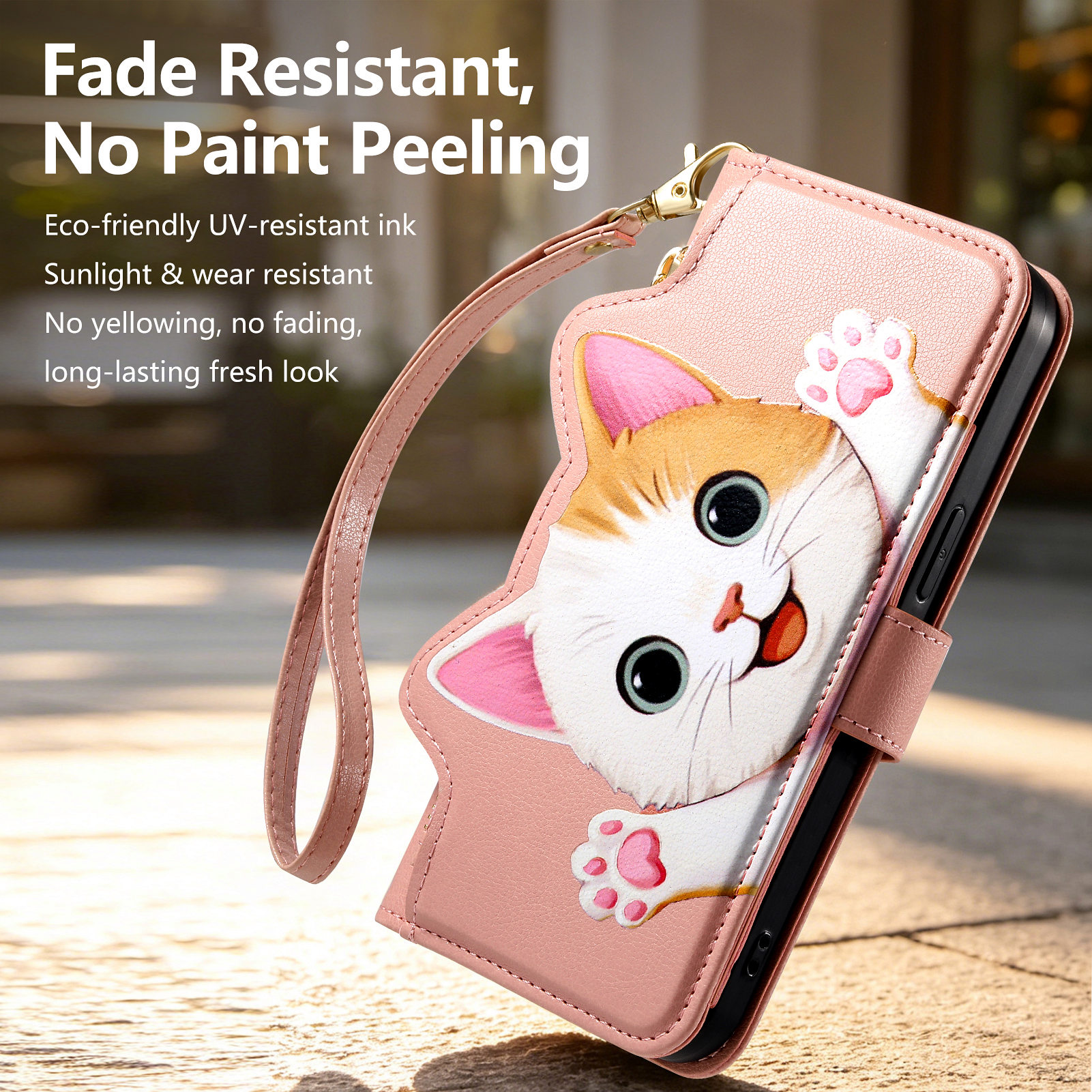 Cute Cat PU Leather Zipper Wri - đánh giá và giá Phone Cases With Wallet