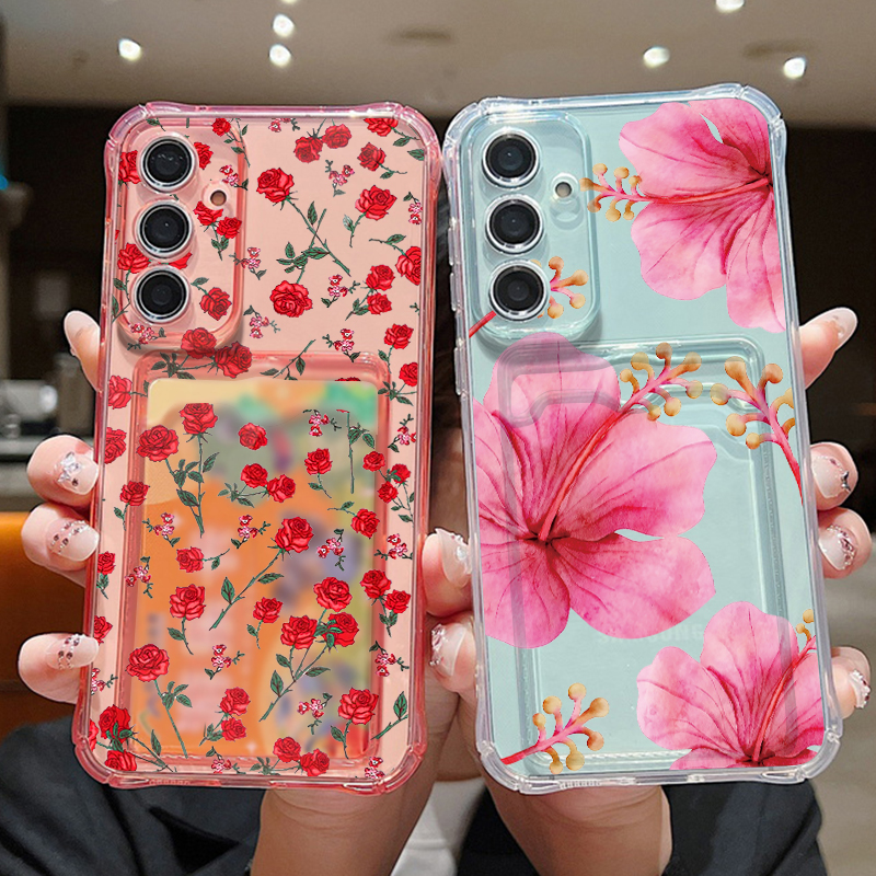 Red Flower Print Card Pocket P - đánh giá và giá Phone Cases Red