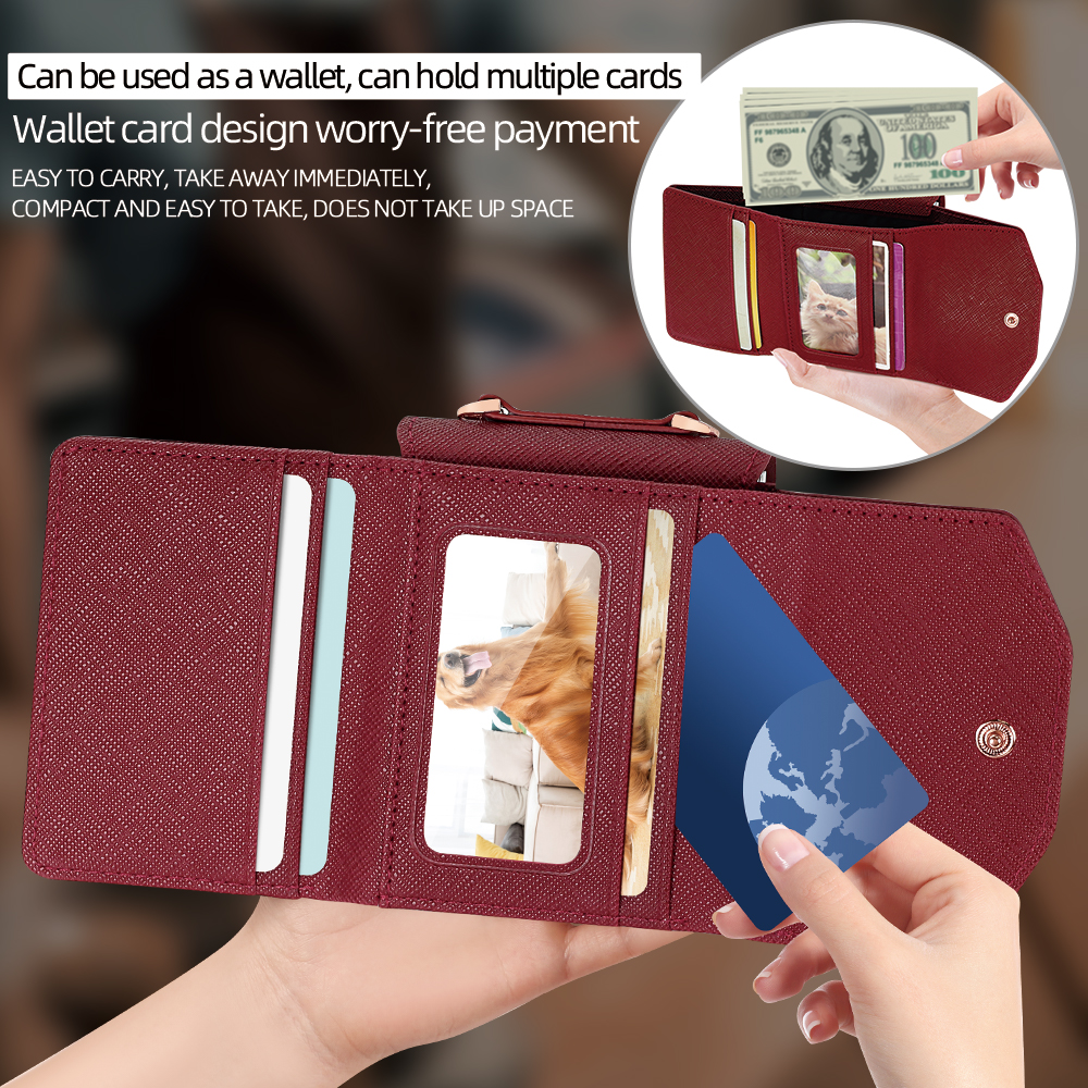 VIETAO Dark Red PU Leather Wal - đánh giá và giá Phone Cases With Wallet